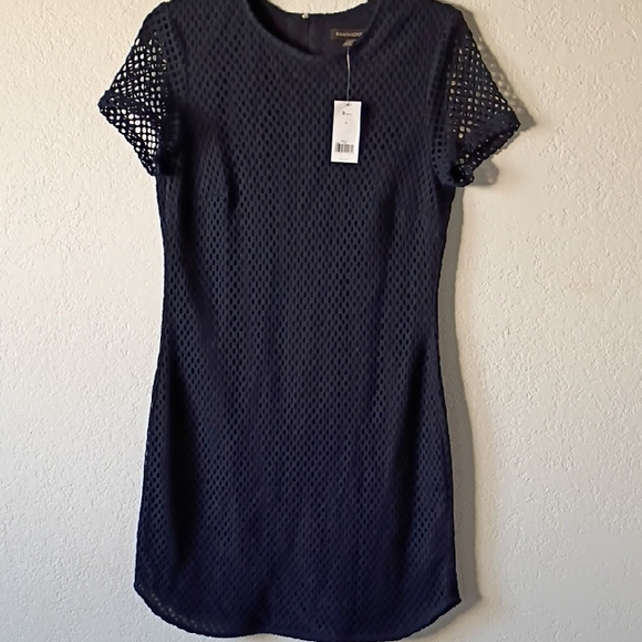 Banana Republic Navy Textured Mini Dress Size 6 - Picture 4 of 10